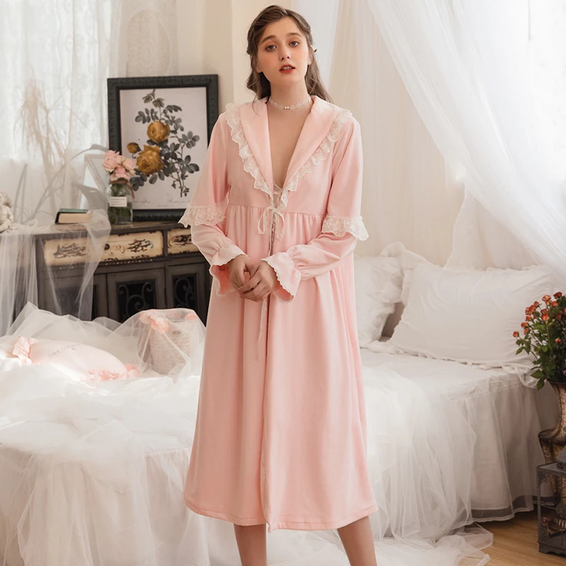 Осень 1 шт. V свинцовый сексуальный женский жаккардовый переплетенный халат сохраняющий тепло бархатный халат - Цвет: pink colour