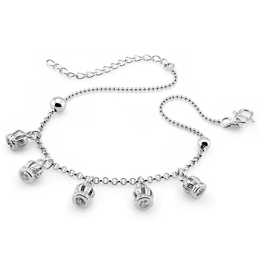 925 sterling silver crown anklet for women fashion design Summer foot jewelry girls birthday gifts | Украшения и аксессуары