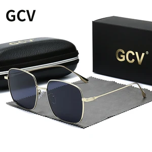 GCV 2022 New Fashion Polarized Women Square Metal Frame Sunglasses Luxury Sun Glass Ladies Lunette D