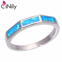 cinily created blue fire opal silver plated wholesale hot sell jewelry for women wedding christmas ring size 6 8 oj9278