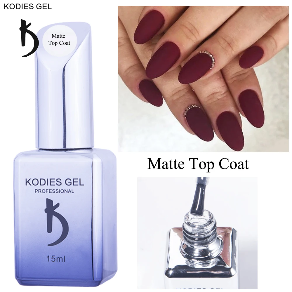Матовое верхнее покрытие KODIES GEL 2021 УФ-гель для ногтей 15 мл прочный коврик основа