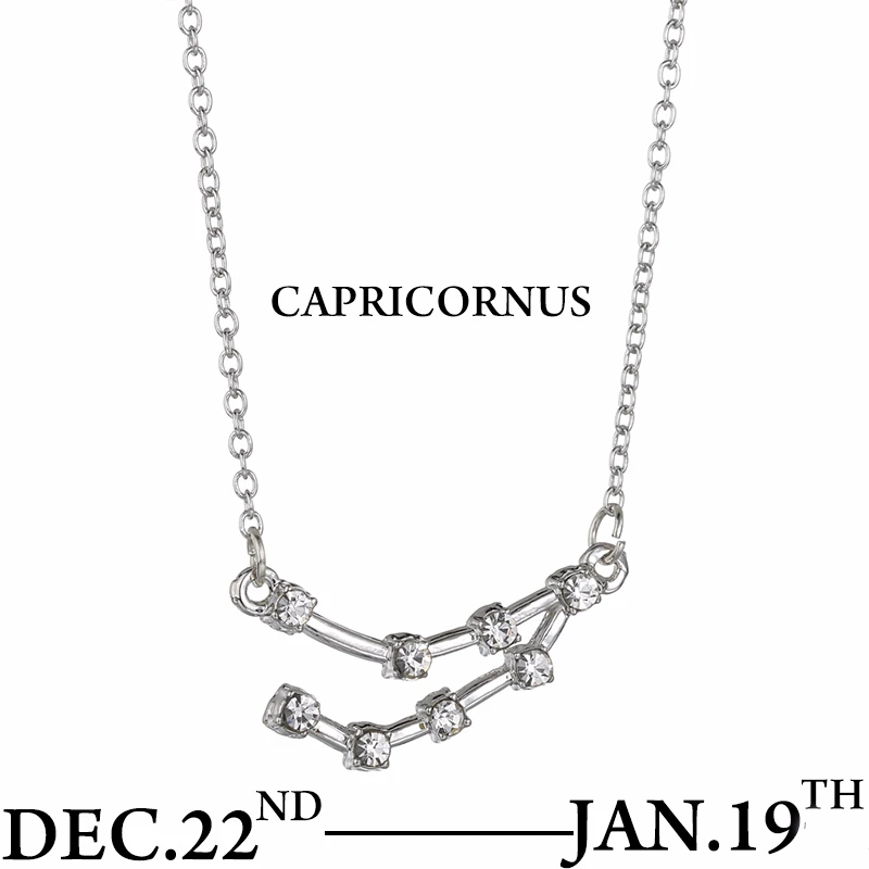 Capricorn Серебряное ожерелье со знаком зодиака и звездой 12 Созвездие с подвеской, стразы, ожерелье-чокер, подарок на Рождество, день рождения - Окраска металла: Capricorn