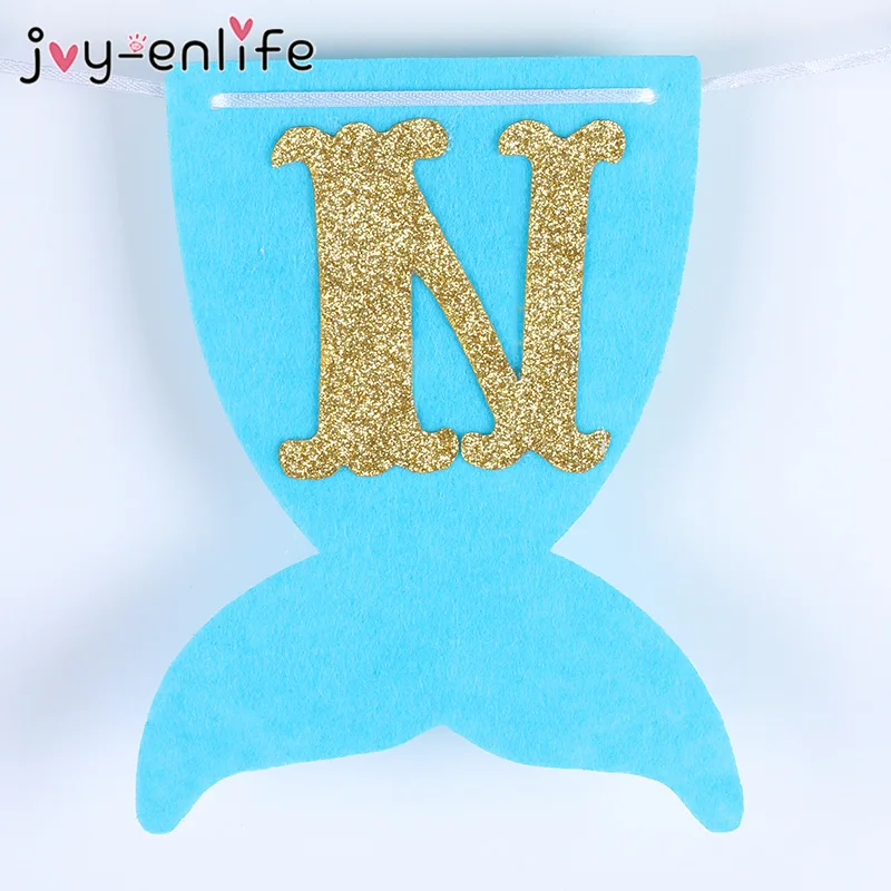 Русалка тема вечерние баннеры Блестящий один флаги с днем рождения Беби Шауэр