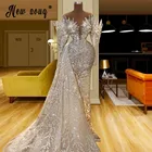 Роскошное вечернее платье, украшенное бисером, 2021, белое жемчуг, платье-Русалка для выпускного, Африканское платье знаменитости, свадебное платье