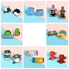 2 шт.компл. булавки, металлические эмалированные булавки в виде черепахи, цветка, сердца, билета, демона, Кита, броши, значки, лацкан, одежда, булавки, Женские Ювелирные изделия, подарки