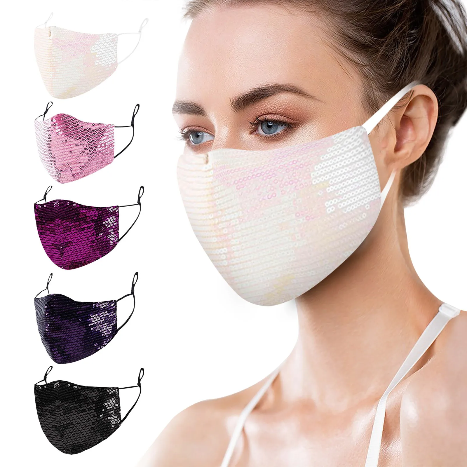 

Однотонная Пылезащитная Ветрозащитная маска для лица с блестками для женщин и девушек, Пылезащитная маска против загрязнений и срыгивания,...