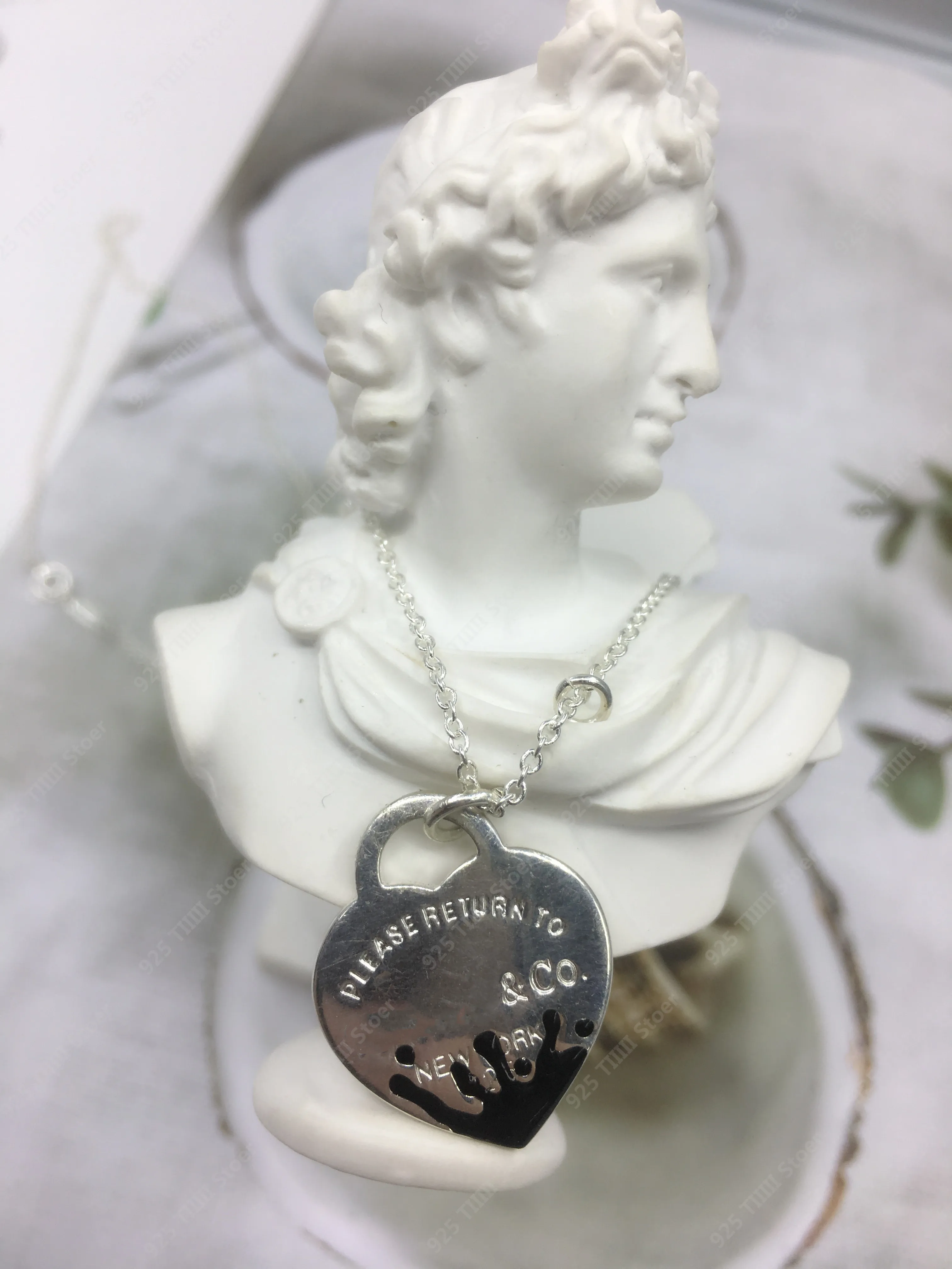 

Ms S925 pure silver heart pendant necklace, 1:1, exclusive five colors enamel spray
