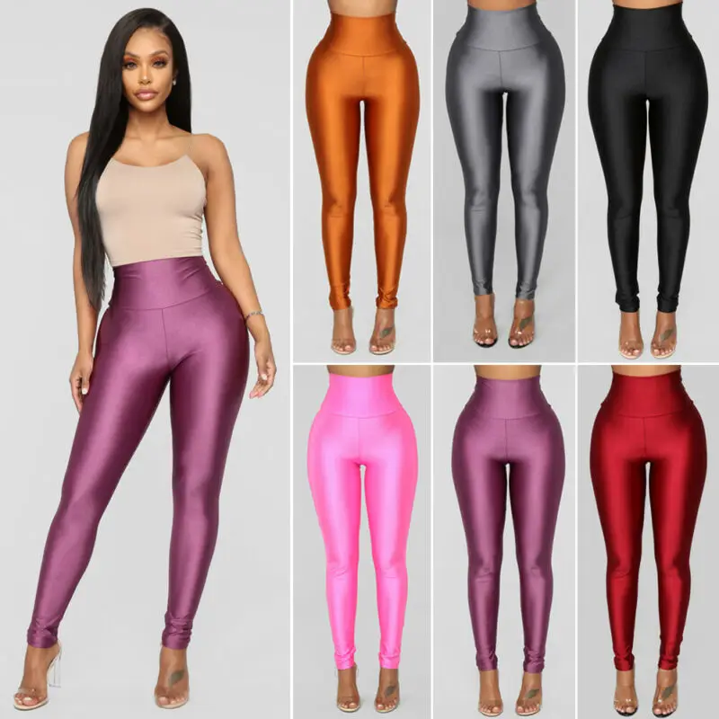 Women's High Waist Fitness Leggings Gym Workout Push Up Skinny Empire Trousers Ladies Solid Bodycon Stretch Pants | Женская одежда
