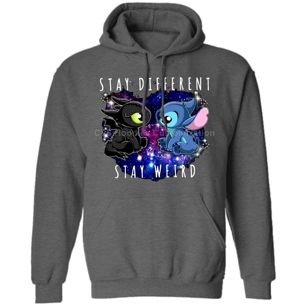 Hoodies Carbon grey Стежка и Беззубик оставайтесь разными стежками странная футболка Хлопковая мужская S-3XLCartoon Футболка Мужская Унисекс Новая мода - Цвет: Hoodies Carbon grey