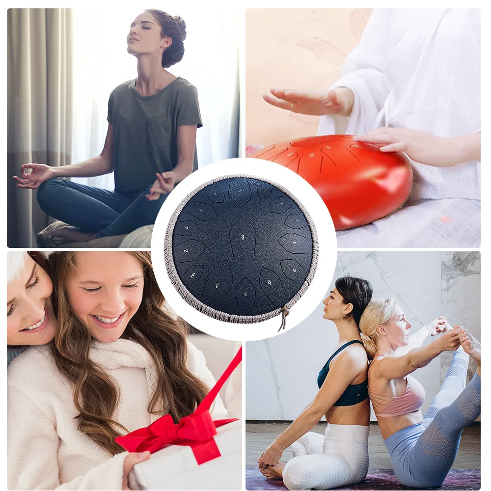 

High-quality 14 Inch 15-Tone Steel Tongue Drum Hand Pan Drum Carbon Steel Percussion Instrument with Drum Bag/Mallet Holder