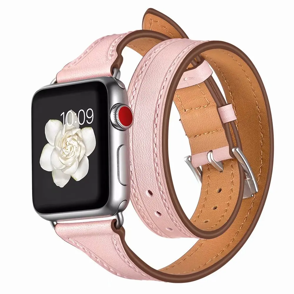 Роскошный сверхдлинный ремешок из натуральной кожи для Apple Watch Band SE 6 40 мм 44 тонкий