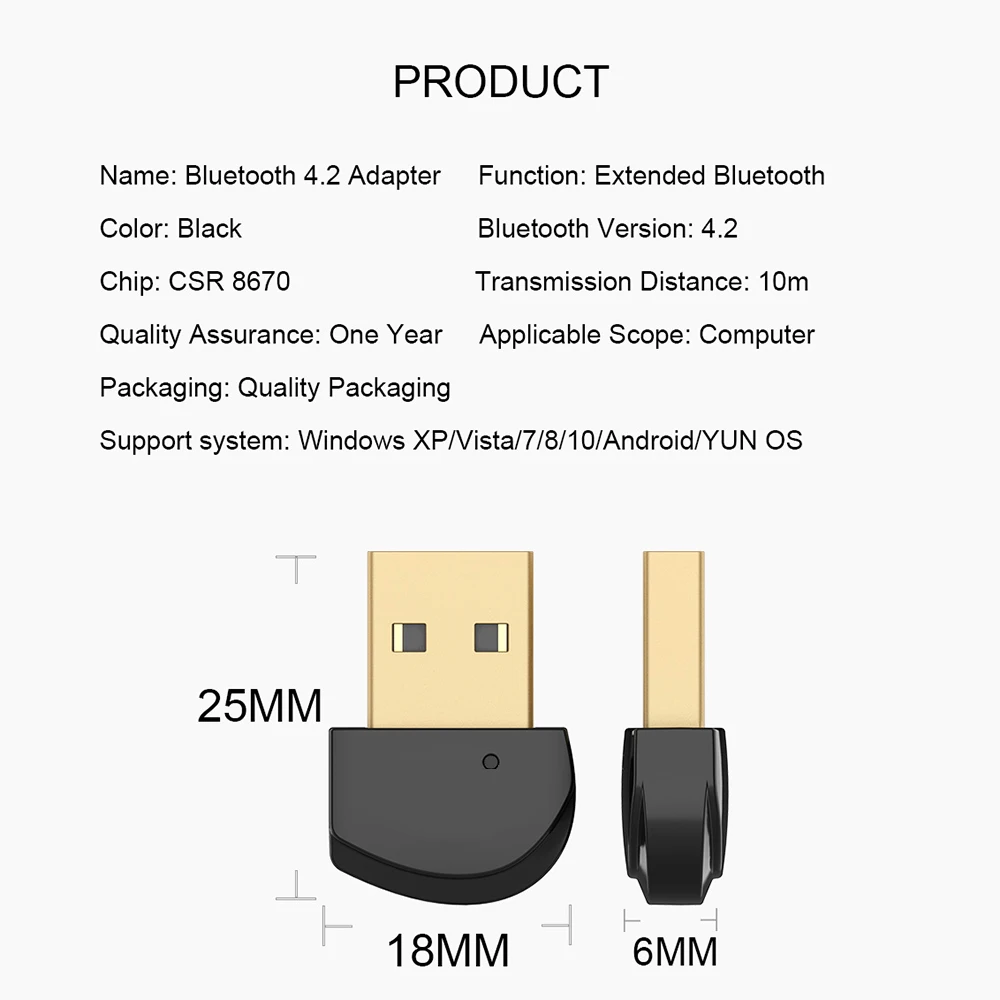 Bluetooth-адаптер KEBIDU CSR8670 беспроводной USB Bluetooth 4 2 Dongle передатчик для ТВ динамика