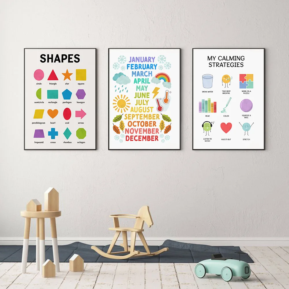 

Geometric Shapes Cartoon Canvas Painting Wall Art Nordic Posters and Prints Wall Pictures for Living Room Decoration Frameless