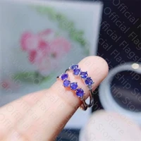new 925 silver inlaid natural sapphire ring ladies ring simple and elegant dignified and elegant