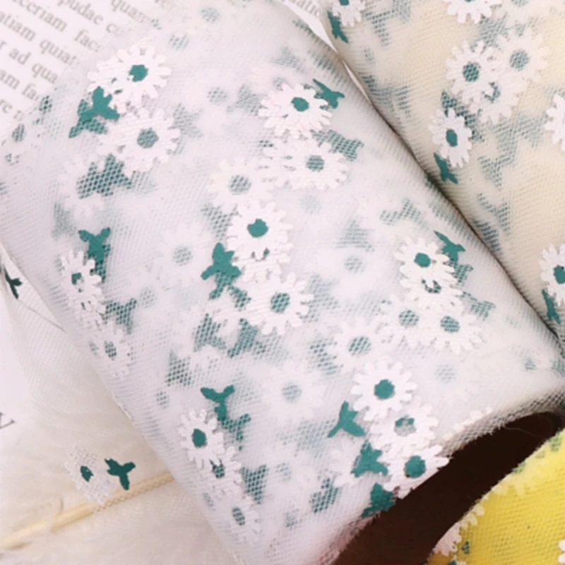 10 ярдов каваи ромашка печать Тюль ленты рулон 9 цветов для упаковки подарков