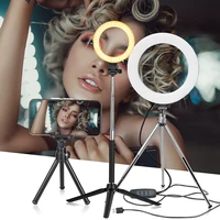 16cm desktop photography led selfie flash dimmable ringlight with tripod for phone ring light lamp for youtube video live