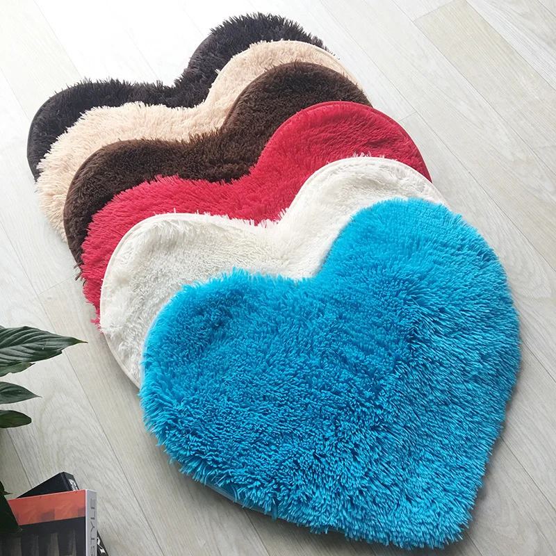 Heart Shaped Fluffy Rug Floor Mat Home Bedroom Office Dorm Faux Fur Carpet Non Slip Floor Mat For Girls Practical Beautiful Rug