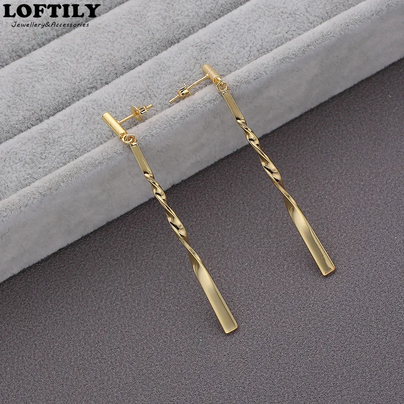 Женские серьги скрученный стержень длинной цепи золотые Цвет Мода Висячие