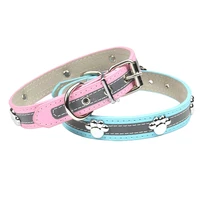 72 pcslot Wholeasle PU Leather Rivets Reflective Dog Collar Adjustable PU Pet Necklace Accessories