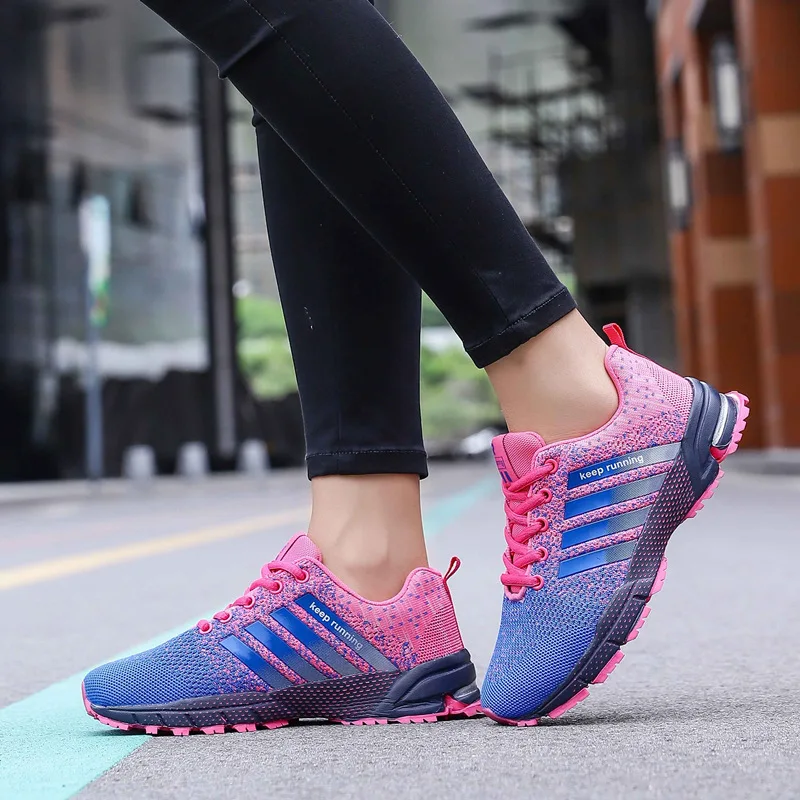 Outdoor Pink Mesh Breathable Running Shoes Women Cheap Sport Shoes Summer Marathon Athletic Shoe Woman Couple Keep Running Shoes
