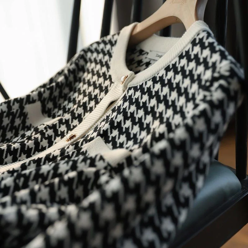 Женская одежда с узором гусиные лапки женский костюм джемпер Укороченный