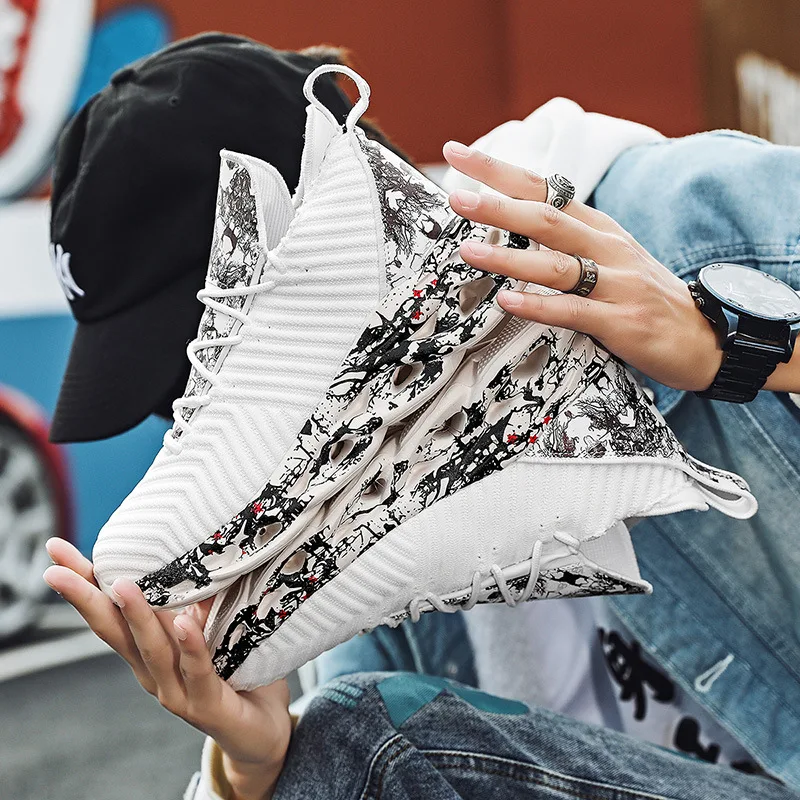 

2021 Men Shoes Large Size Sports Breathable High Top Leisure Travel Running Basketball Exercise Shock Absorption Sneaker Women