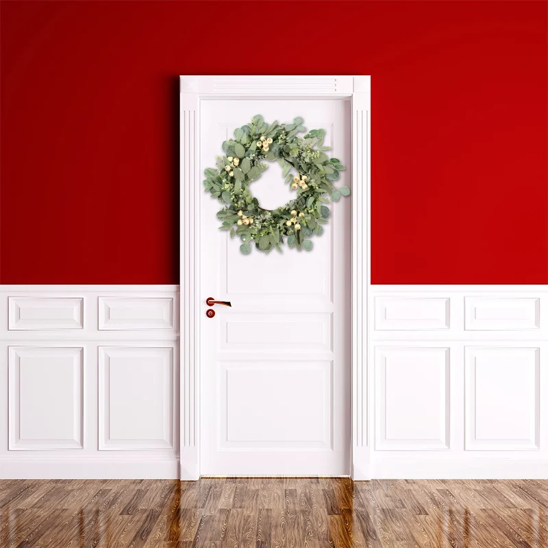 

Artificial Green Eucalyptus Garland Leaves Decoration Front Door Wall Window Decor Wreath Wedding Shooting Prop Home Decoration