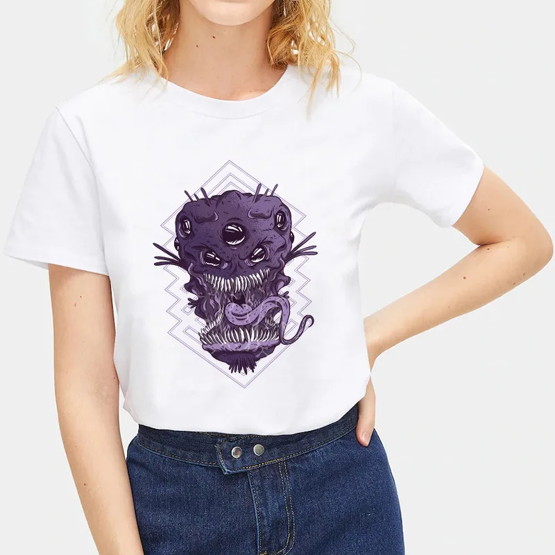 2019 модная женская футболка с принтом инопланетянина базовая Летняя топы