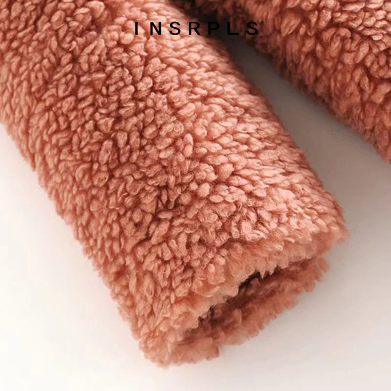

INSRPLS Women Fashion Thick Warm Faux Fur Teddy Coat Vintage Long Sleeve Pockets Female Outerwear Chic Overcoat