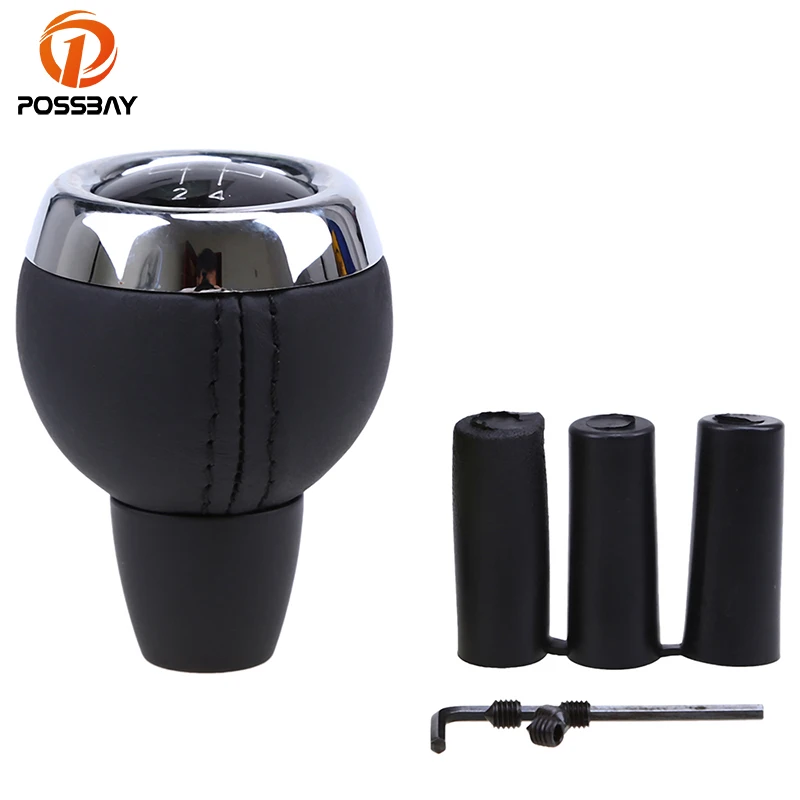 Ручка переключения передач POSSBAY из алюминия и кожи 5 скоростей 3 адаптера 8 мм/10