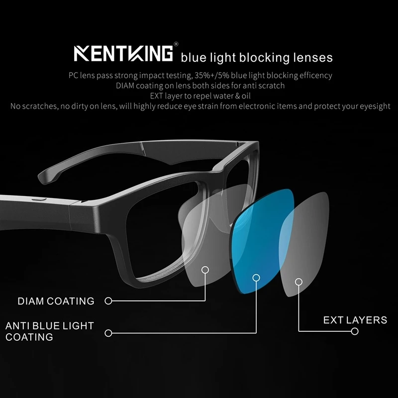 저렴한 안티 블루 라이트 스포츠 무선 스테레오 스마트 블루투스 선글라스 이어폰, 색상: K2 블랙 실버
