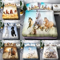 animal horse series can be customized three sets of 3d digital single twin double queen king quilt galloping horse
