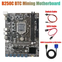 b250c mining motherboard with 4pin to sata cableswitch cablesata cable 12 pcie to usb3 0 gpu slot lga1151 support ddr4