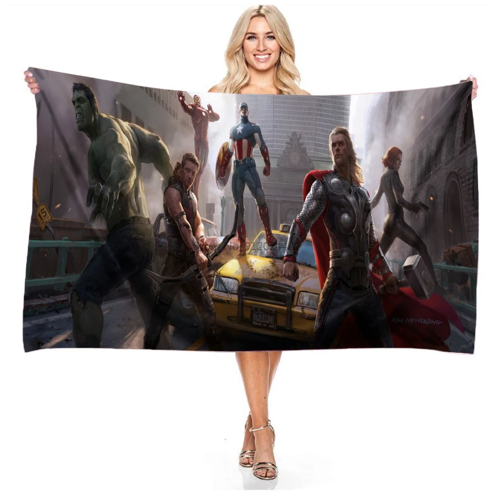 Marvel The Avengers Printed 3d Microfiber Absorbent Bath Towel Swimming Rectangular Digital Printing Beach 140x180cm | Дом и сад
