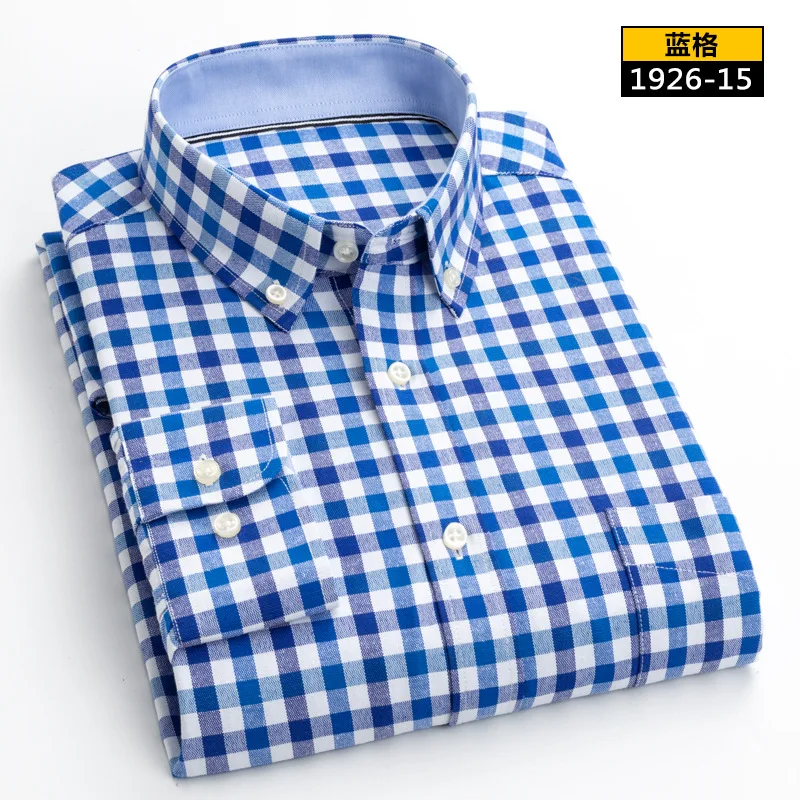 Мужская Однотонная рубашка из ткани Оксфорд повседневная классическая с левым