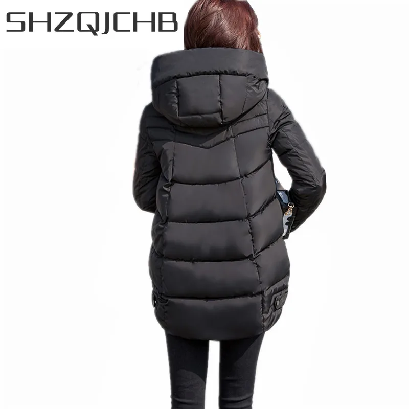 

SHZQ 2021 новая зимняя куртка женская тонкая женская длинная куртка с капюшоном с хлопковой подкладкой однотонные женские топы Женская одежда ...