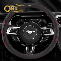 car leather steering wheel cover non slip fashion grip cover for ford mustang t70s t80u ec60 ec70 f10 f12 interior accessories