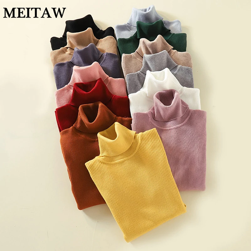 Женский Однотонный свитер с высоким воротником повседневный трикотажный