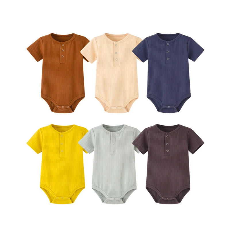 

Baby Infants Spring Rompers Summer Solid Color Cotton Bodysuits for Newborn Kids New Fashion Girls and Boys Onepiece