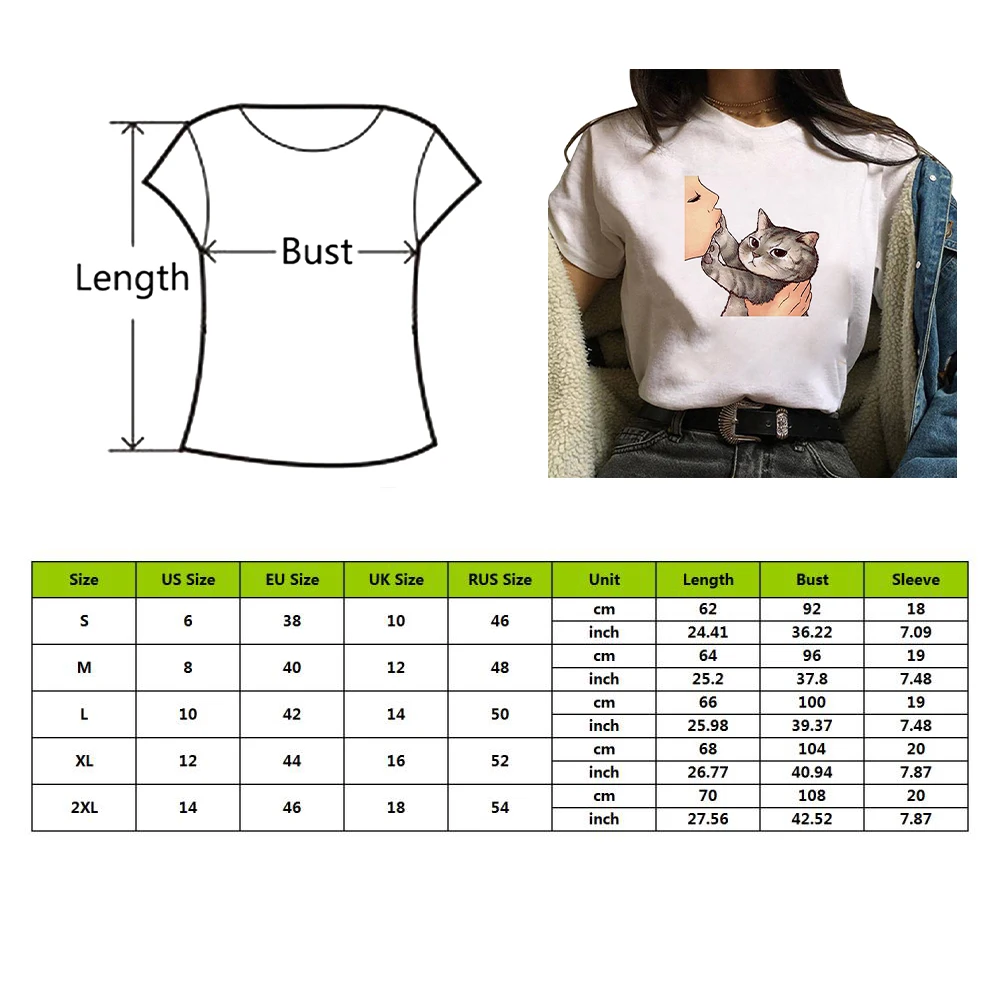 

Graphic tees tops Bell cat Print tshirts women funny t shirt white Tops casual short Camisetas Mujer T-Shirt