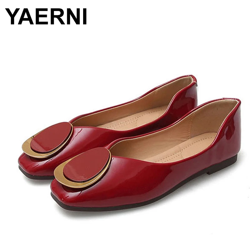

Туфли женские YAERNISize 33-43, из лакированной кожи, без застежек, на плоской подошве, квадратные носки
