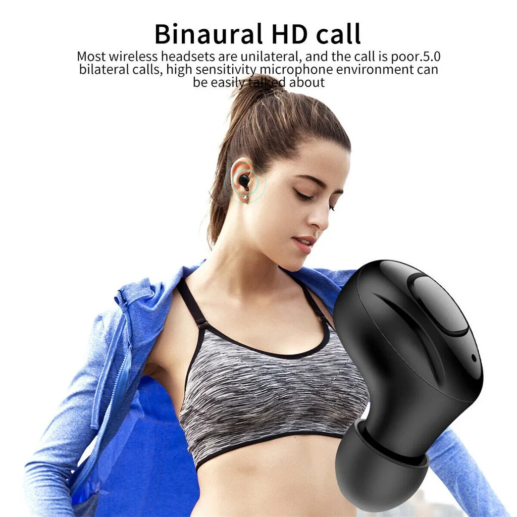 Wireless Sports BT5.0 Charging Case Binaural Stereo Headset CSR 5.0 Chip Noise-cancelling For iPhone Tablet Samsung | Электроника