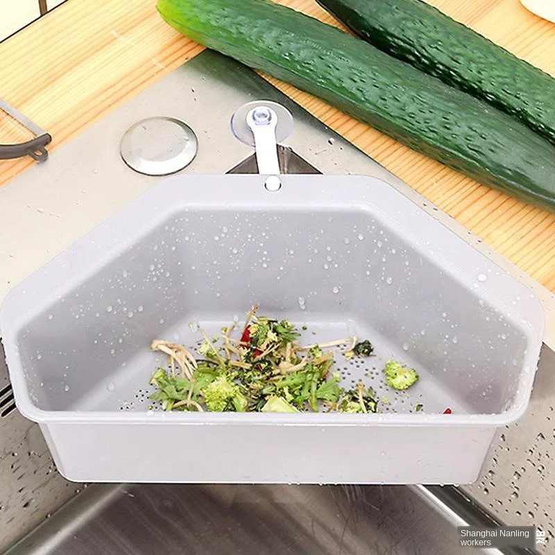 Kitchen Triangle Sink Filter Drain Vegetables and Fruit Basket Suction Cup Sponge Rack Storage Tool | Обустройство дома