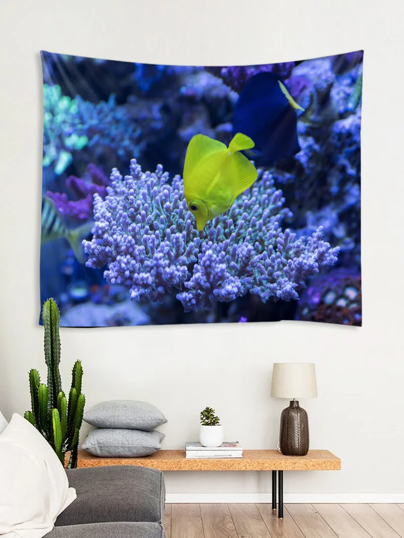 

Sea World Marine Animal Underwater World Tapestry Wall Hanging Bed Spread Beach Towel Table Cloth Yoga Mat Customize Large Size