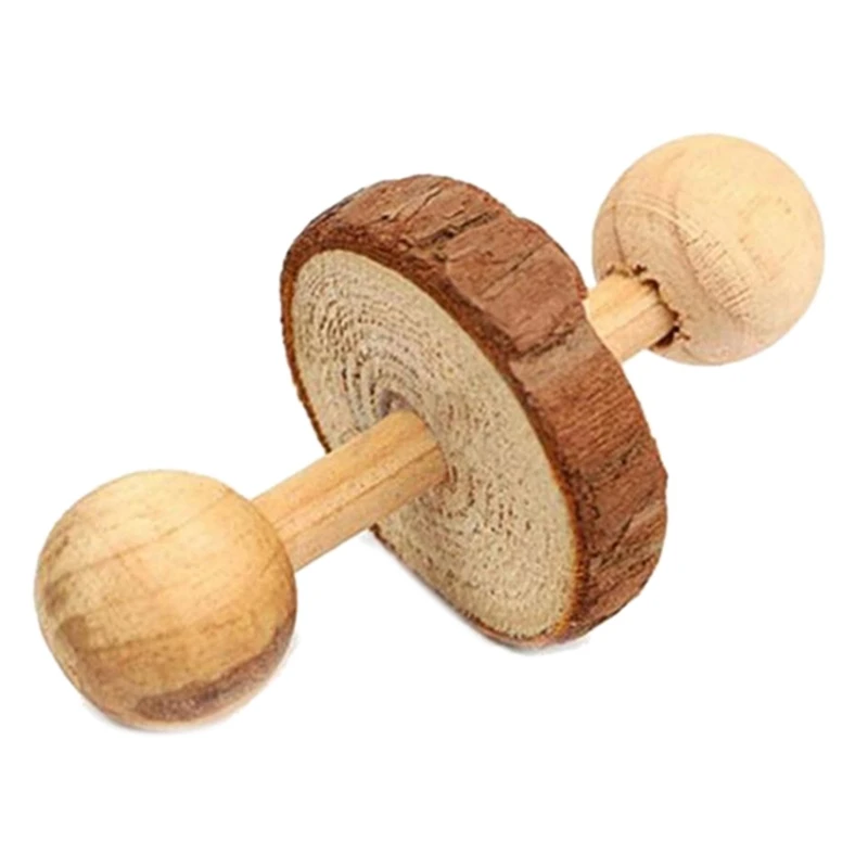 

10Pcs Cute Natural Wooden Pine Dumbells Unicycle Bell Roller Chew Toys For Guinea Pigs Rat Small Pet Molars Supplies