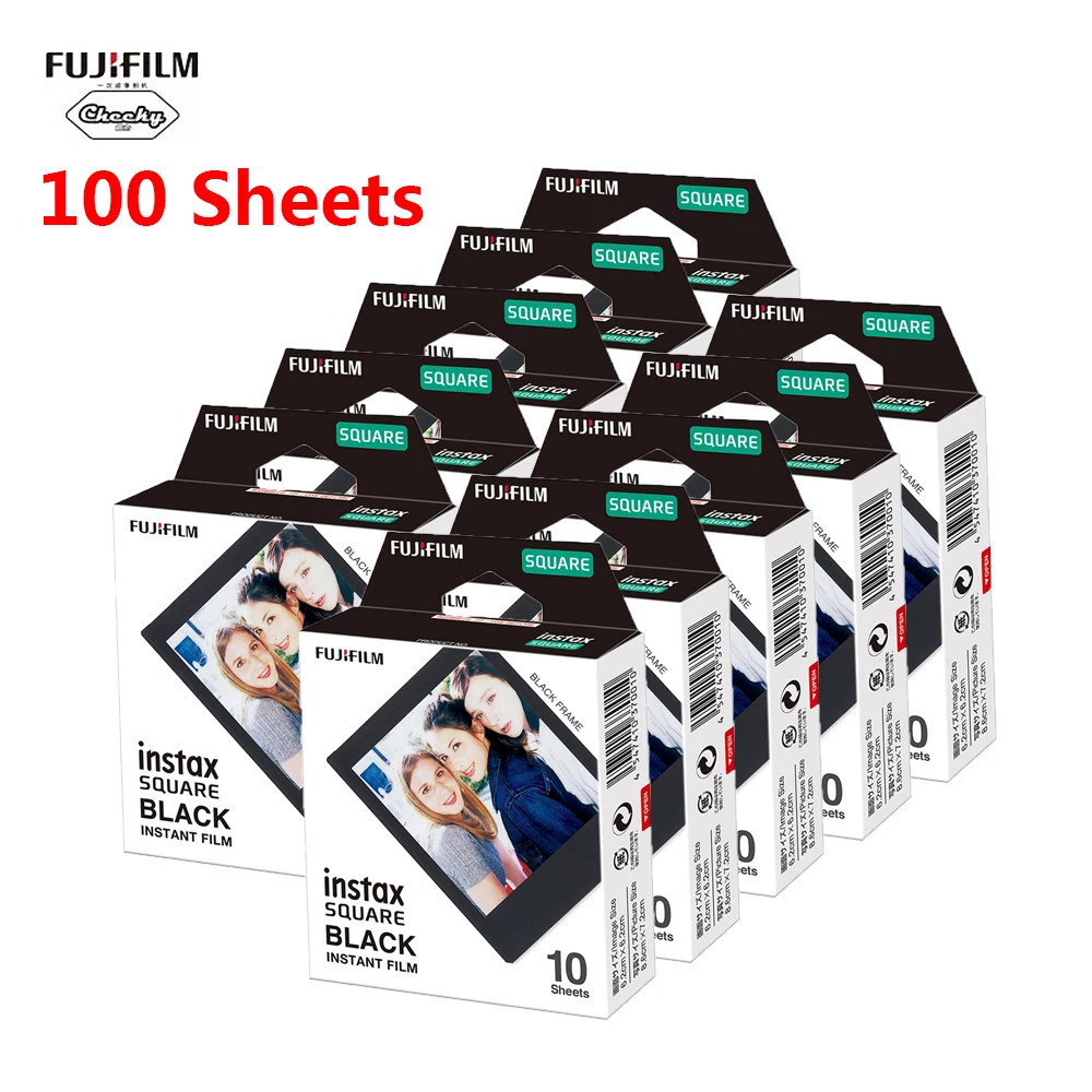 

2020 New Fujifilm Instax Mini Film 10-100 Sheet Mini Black Instant Film for Camera Instax Mini SQUARE SQ20 SQ10 SQ6 Photo Paper