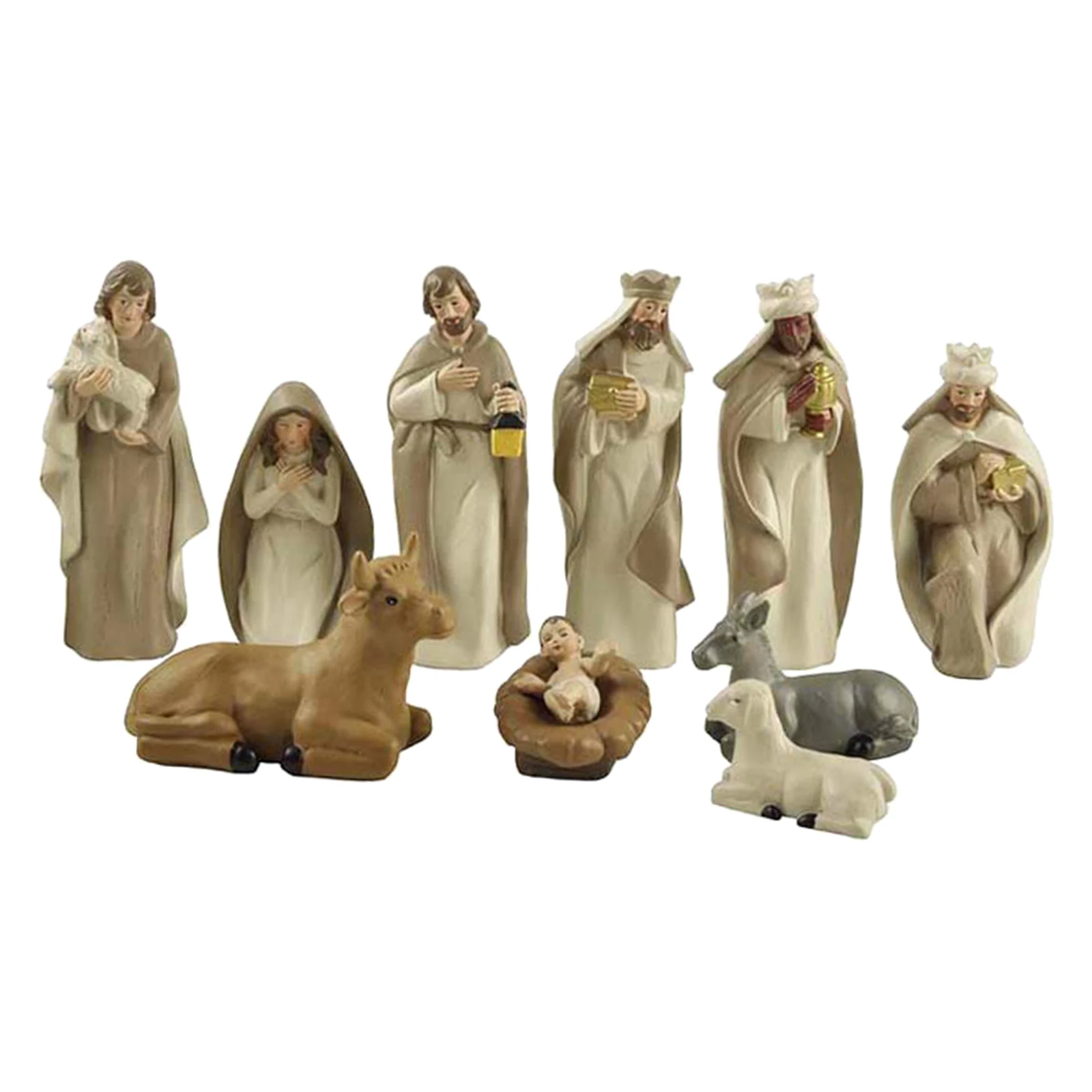 10Pcs Resin Christmas Nativity Scene Figurines Set Statue Figures Home Decor | Дом и сад