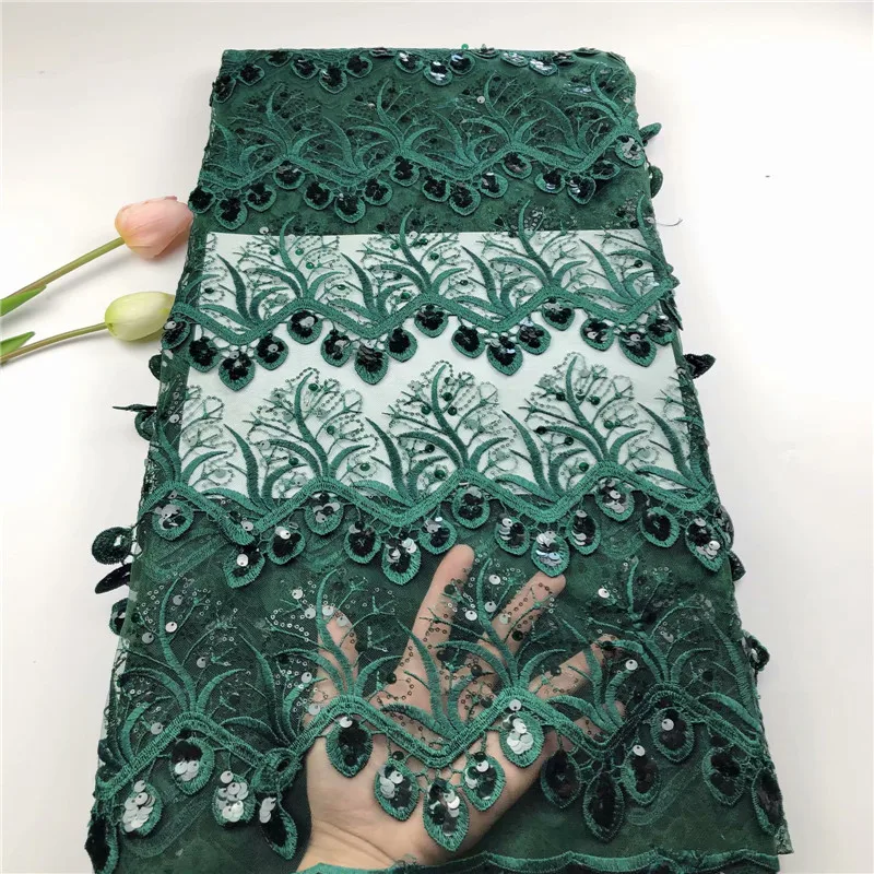 Африканские блестки кружевная ткань 2020 зеленые высококачественные французские