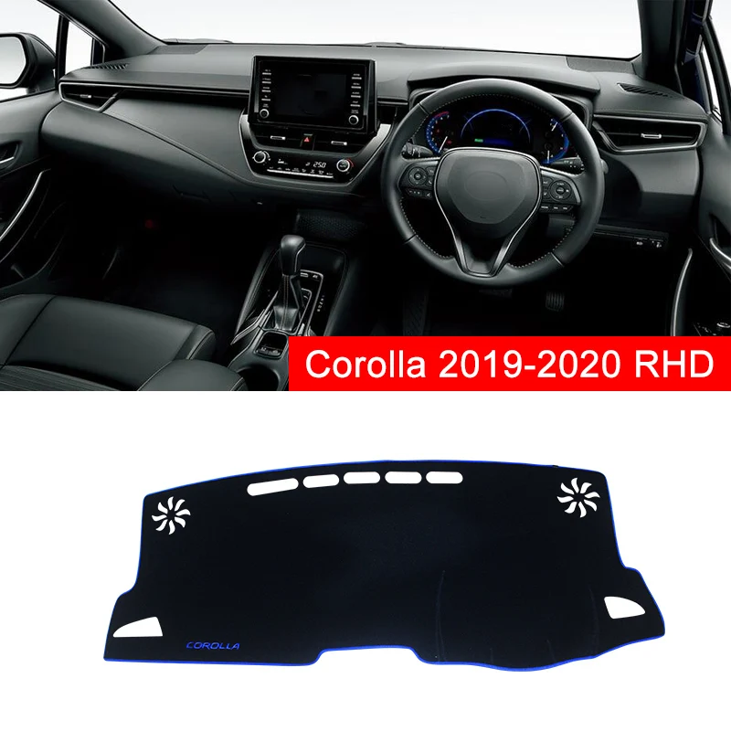 Чехол для приборной панели автомобиля Toyota Corolla, коврик для приборной панели, защита от солнца, защита от УФ-лучей, аксессуары - Название цвета: RHD Blue  Side
