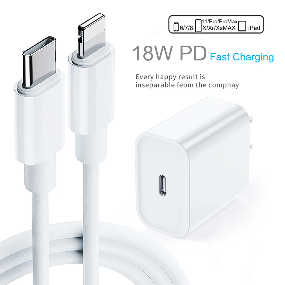 Быстрая зарядка PD 18W 9V/2A USB C кабель Type Lightning Кабель зарядного устройства для iPhone 11